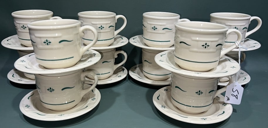 12 LONGABERGER TEA CUP & SAUCER SETS: ~