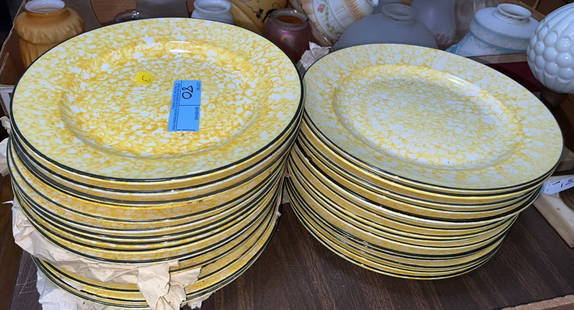 LG LOT YELLOW STANGL SPONGEWARE DINNER PLATES: ~