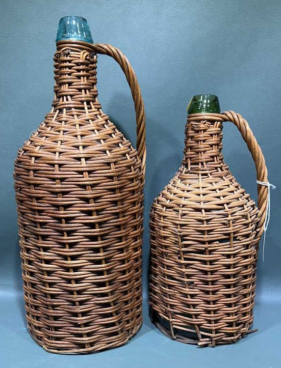 2 ANTIQUE WICKER COVERED BOTTLES (1 of 4)