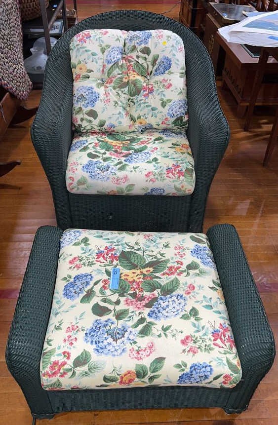 CONTEMPORARY WICKER CHAIR & STOOL (1 of 4)