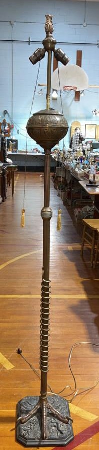 LARGE BRASS PIANO LAMP W/ OSTRICH FOOT BASE (1 of 5)