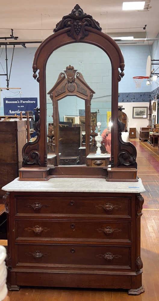 WALNUT MARBLE TOP VICTORIAN DRESSER (1 of 7)