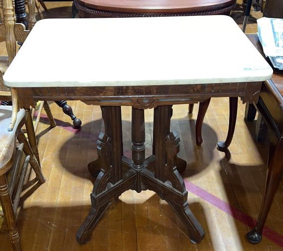 MARBLE TOP VICTORIAN CENTER TABLE (1 of 4)