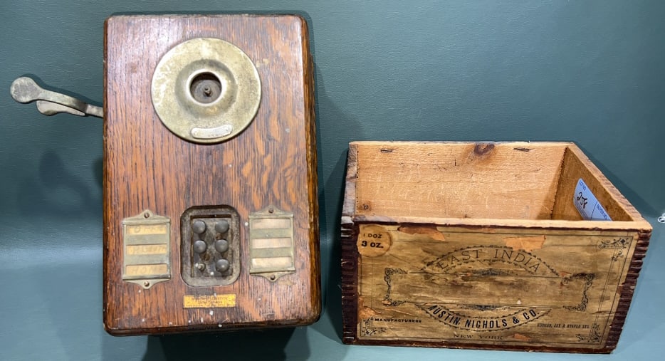 ANTIQUE OAK PHONE BOX & ADVERTISING BOX (1 of 9)