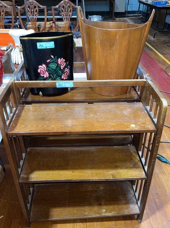 2 FOLDING BOOK SHELVES & 2 WASTE BASKETS (1 of 3)