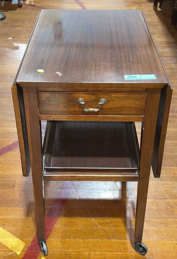 MAHOGANY DROP LEAF TEA CART / SIDE TABLE (1 of 4)