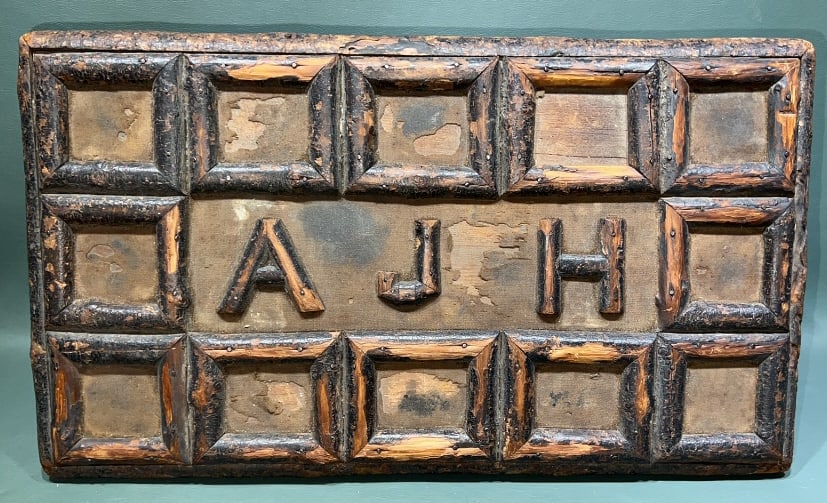 HANDMADE FOLK ART STOOL: 15 1/2" x 9" x 7" HIGH