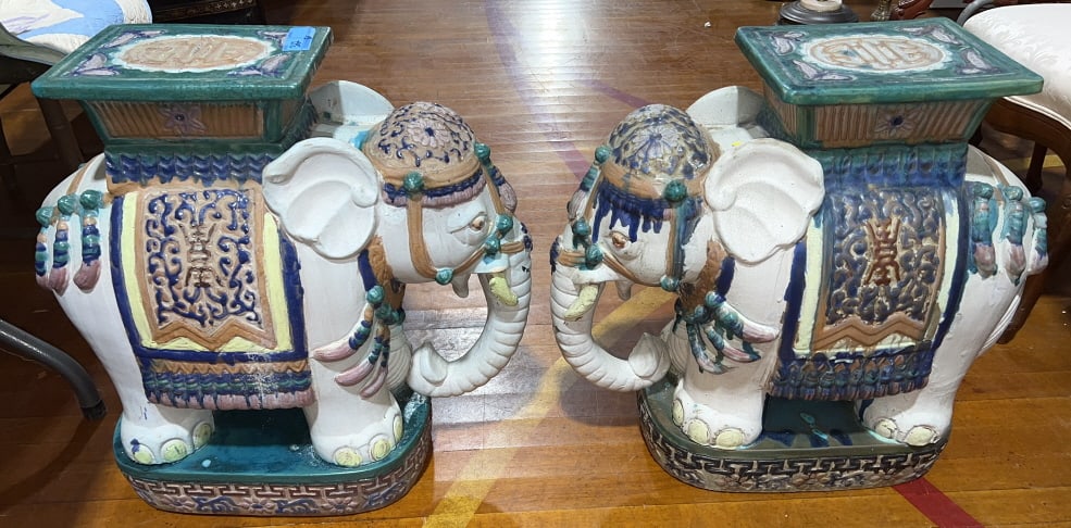 PAIR ELEPHANT FORM ORIENTAL GARDEN SEATS (1 of 5)