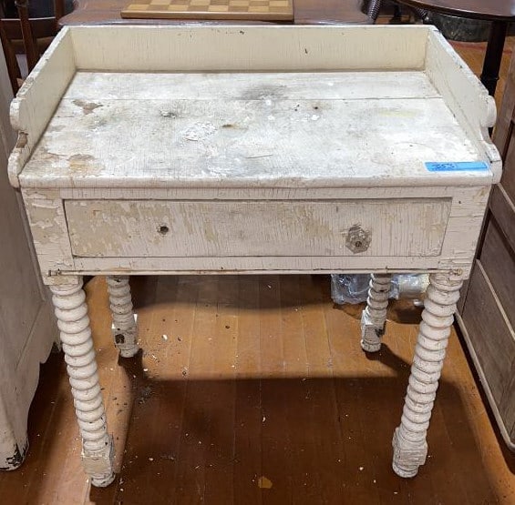 ANTIQUE PAINTED 1 DRAWER WASH STAND: ~