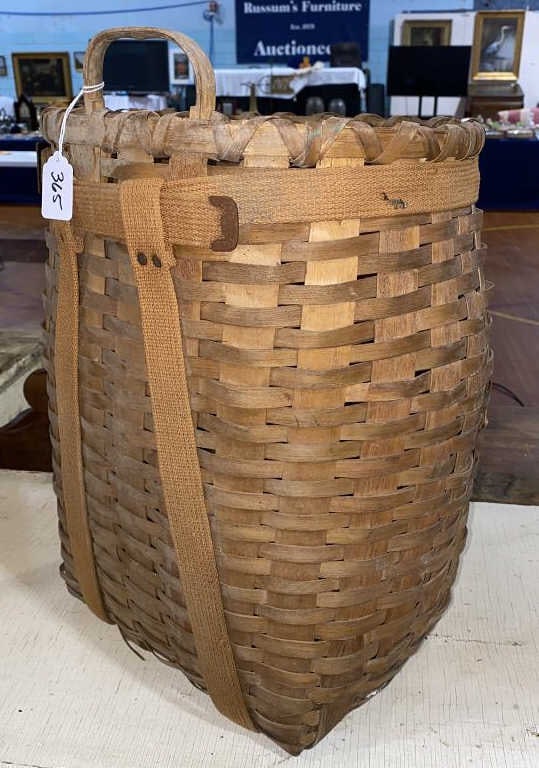 LARGE ANTIQUE MAINE PACKING BASKET: ~