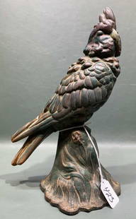 ANTIQUE CAST IRON PARROT DOORSTOP: ~