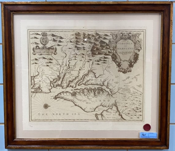 FRAMED PRINT OF VIRGINIA & MARYLAND MAP (1 of 4)