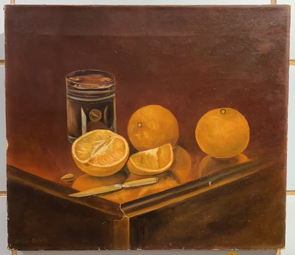 NELLIE BAKER STILL LIFE OIL ON CANVAS OF ORANGES (1 of 4)