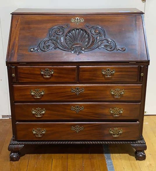 QUALITY HANDMADE CARVED SLANT FRONT DESK: ~