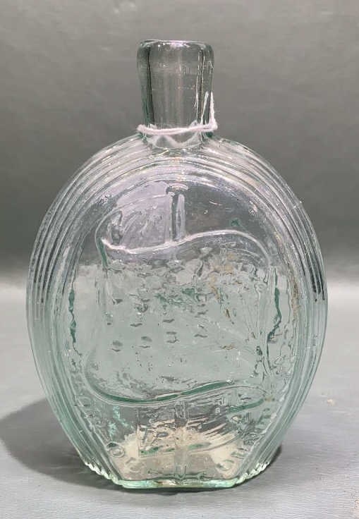 HAND BLOWN FLASK W/ EAGLE & SHIELD (1 of 3)