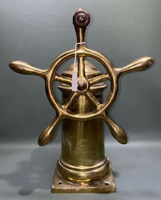 HEAVY BRASS SHIPS WHEEL: 16 1/4"