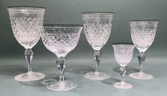LARGE SET OF STUART CRYSTAL STEMWARE (1 of 8)