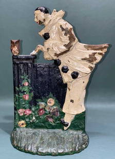 CAST IRON HARLEQUIN DOORSTOP BY MAYFAIR: ~