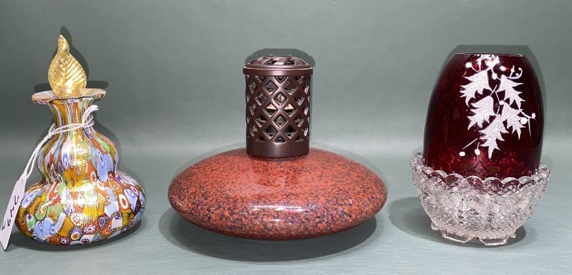 FENTON FAIRY LAMP, ART GLASS PERFUME & LAMP: ~