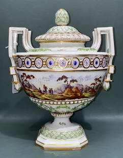 ANTIQUE MEISSEN HAND PAINTED URN: ~