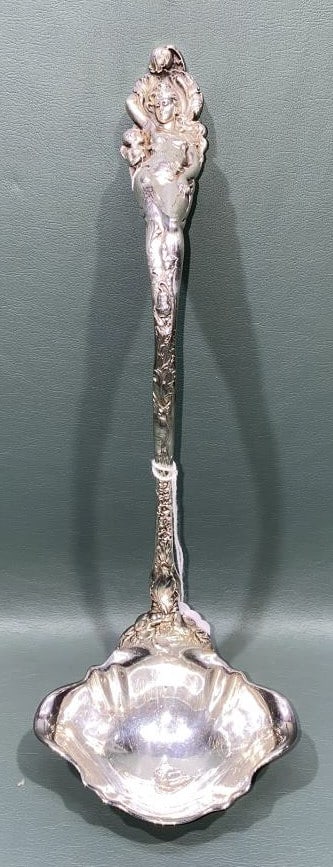 LARGE STERLING LADLE W/ MOTHER & CHILD (1 of 5)