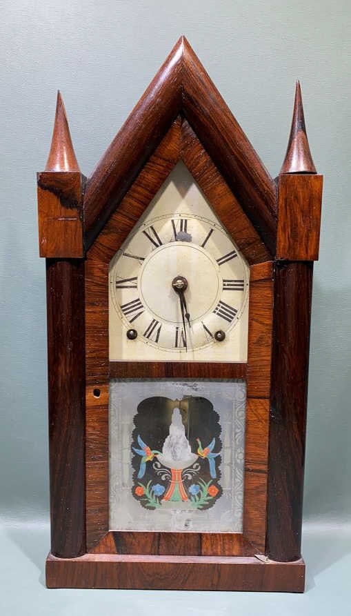 ANTIQUE STEEPLE MANTEL CLOCK: ~