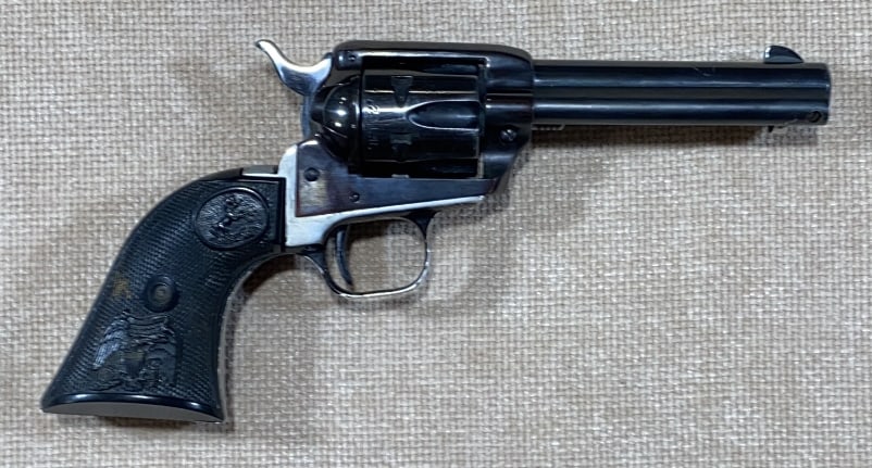 COLT .22 LONG RIFLE REVOLVER: DECORATED GRIPS ~ THIS FIREARM REQUIRES AN$80 BACKGROUND CHECK & THE MARYLAND WAITING PERIOD BEFORE IT CAN CHANGE HANDS. PAYMENT WILL BE MADE DIRECTLY TO THE FFL DEALER. IT CAN BE PICKED UP AT MOLLY'S