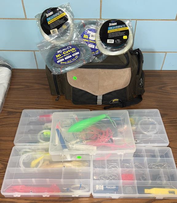PLANO BAG W/ CONTENTS, OFFSHORE FISHING LURES: ETC.