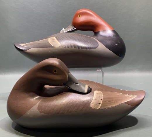 PAIR PAT VINCENTI SLEEPING REDHEAD DECOYS 1992: ~