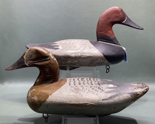 PAIR JOHN GLENN CANVASBACKS: OLD WORKING REPAINT