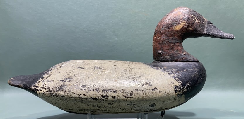 WASH BARNES CANVASBACK DRAKE W/BRAND: BRANDED "CRB" & IN OLD WORKING REPAINT