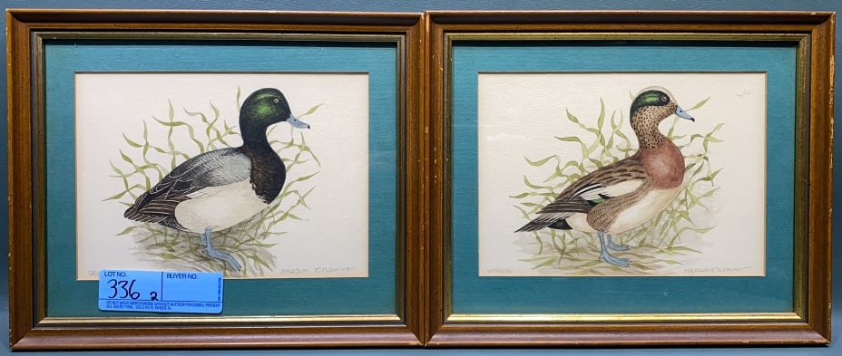 2 MALCOLM FLEMING DUCK WATERCOLORS: ~