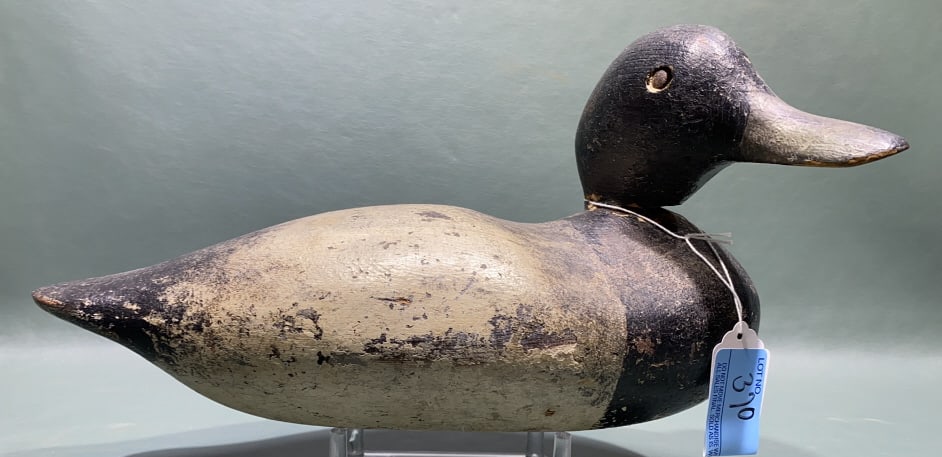 MASON FACTORY BLUEBILL DECOY: OLD WORKING REPAINT