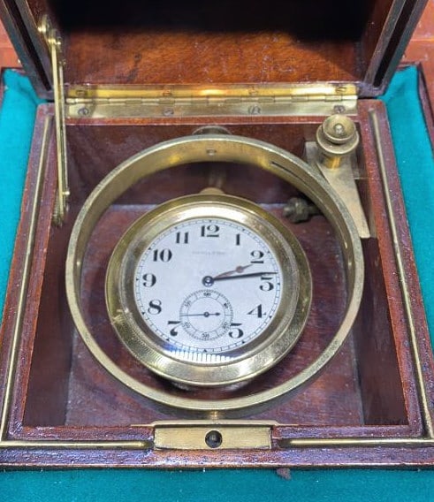 HAMILTON SHIP CLOCK IN DOUBLE CASE: LOOSE IN THE BOX