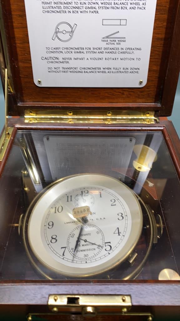 LARGE HAMILTON SHIP CLOCK IN DOUBLE CASE: ~