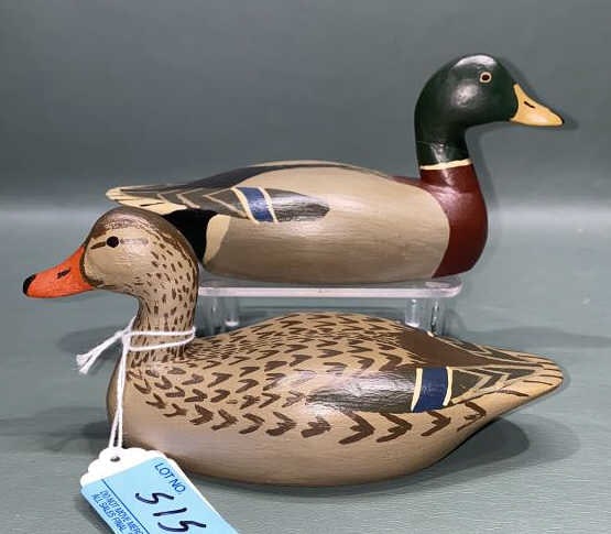 PAIR MILTON WATSON MINIATURE MALLARDS: ~