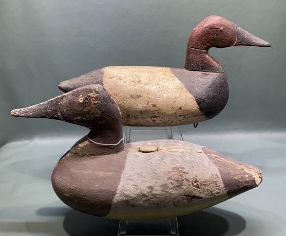 PAIR STANLEY EVANS CANVASBACKS: OLD WORKING REPAINT