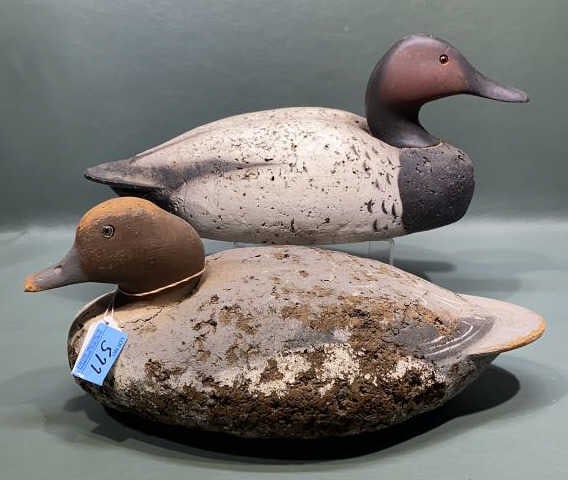 PAIR LL BEAN CORK CANVASBACK DECOYS: ~