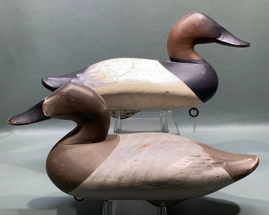 PAIR CHARLIE JOINER CANVASBACK DECOYS: ~