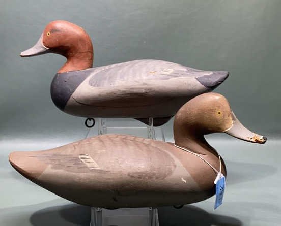 PAIR MADISON MITCHELL REDHEADS: SIGNED & DATED 1952 ~ HEN HAS DAMAGE TO THE BILL ~ PLEASE SEE PHOTOS