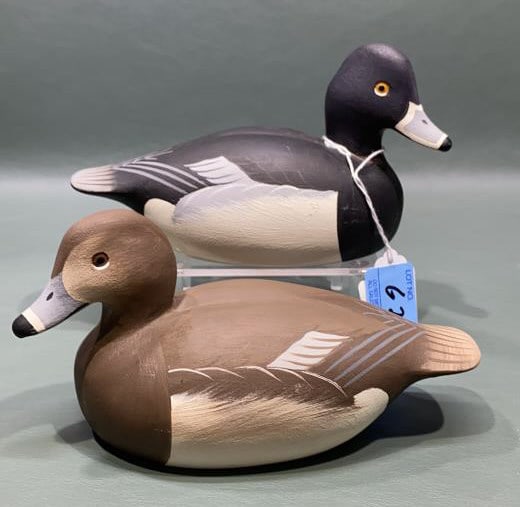 PAIR BARRY FUCHS MINI RING-NECK DECOYS: ~