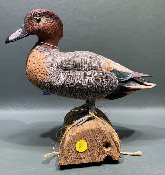 DECORATIVE GREEN WING TEAL ON BASE: ~