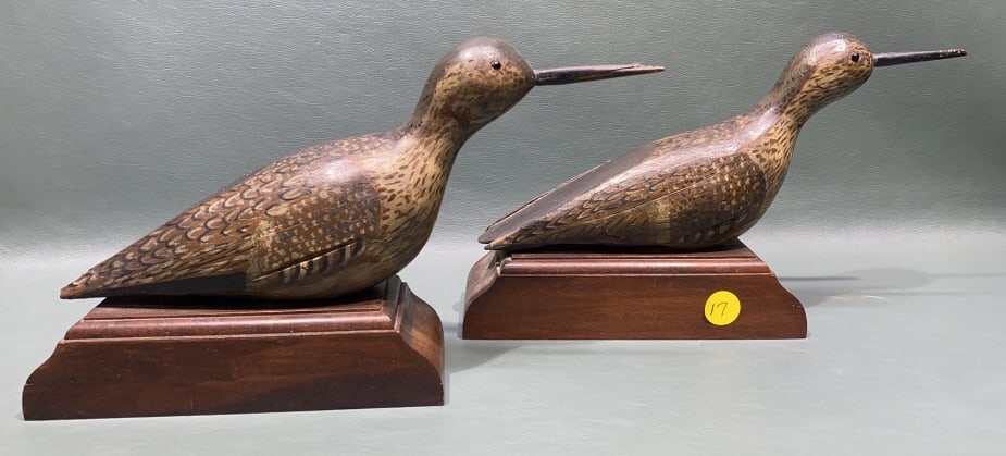PAIR NICELY DONE SHOREBIRD BOOKENDS: W/ SMALL LOSSES TO 1 WING & 1 TAIL ~ PLEASE SEE PHOTOS FOR CONDITION