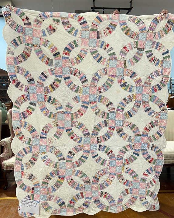 DOUBLE WEDDING RING QUILT BY FRANCES HANGLEY: 83" x 66" - #17