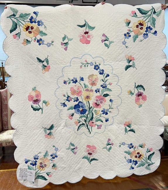 PANSY QUILT BY MARY AGNES HANGLEY O'MEARA: 74" x 88" - #4