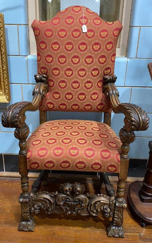 CARVED QUALITY MAHOGANY THRONE CHAIR: 53" TALL