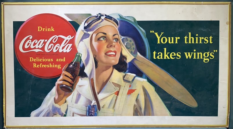 COCA COLA ADVERTISING LITHO POSTER W/PILOT THEME (1 of 6)