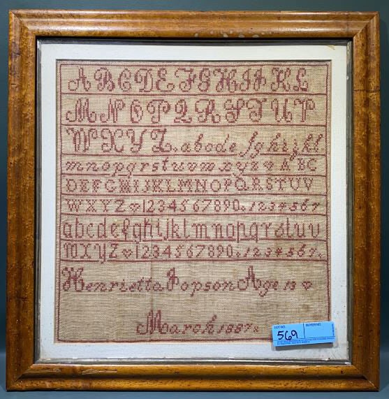 1887 FRAMED ANTIQUE SAMPLER (1 of 4)