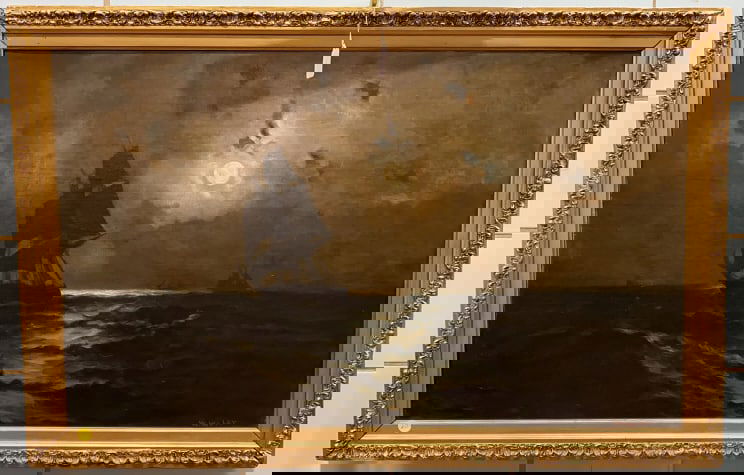 W WEBER OIL ON CANVAS OF MOONLIGHT SEASCAPE (1 of 7)