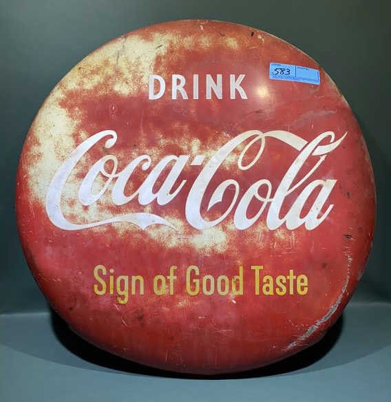 COCA COLA 24" BUTTON ADVERTISING SIGN (1 of 5)